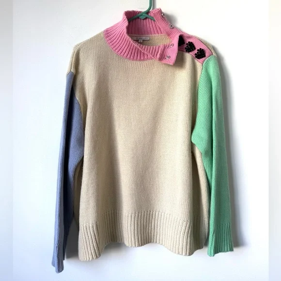 Olivia Rubin Lyla Oversized Colorblock Sweater - Size L - Picture 4 of 9